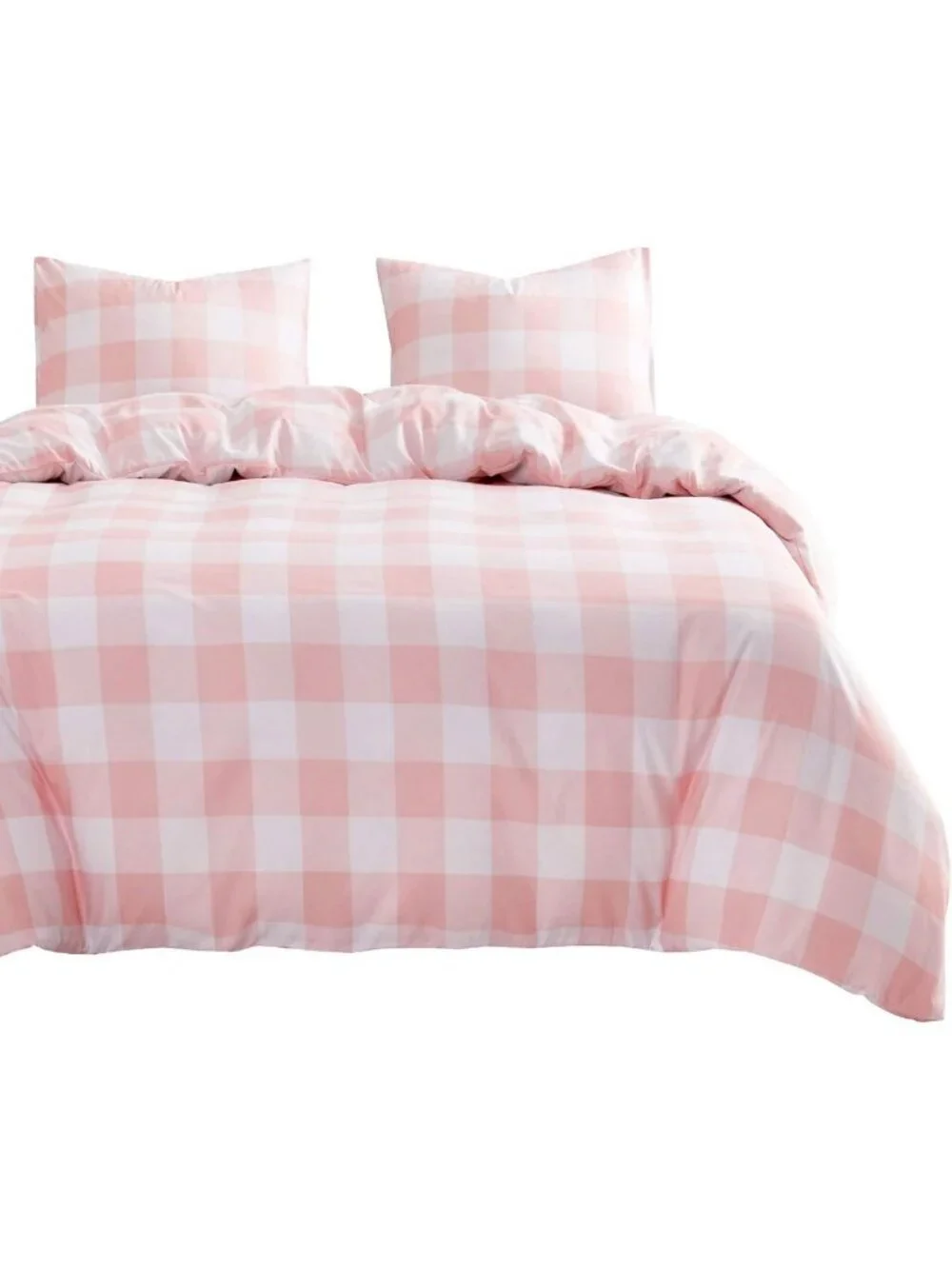 Gingham Comforter Set - Cute Plaid Buffalo Check Bedding, Soft Lightweight 3